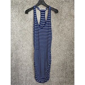 Athleta Dress Womens Medium Stripe Tee Racerback Scoop Neck Ruched Sleeveless